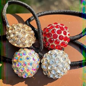 New unique and beautiful set of 4 Crystal Ball Elastic Hair Bands